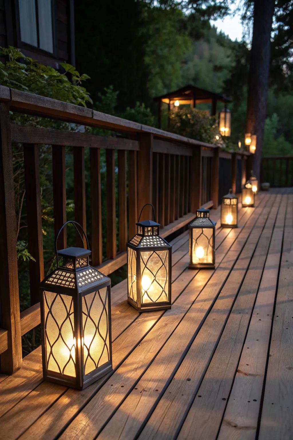 Set the mood with elegant hanging lanterns.