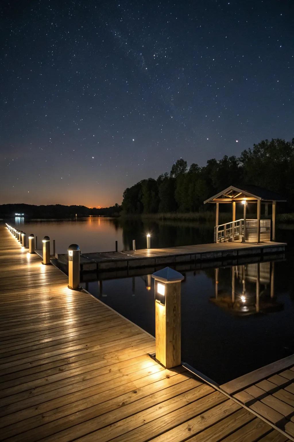 Solar cleat lights ensure safe docking while adding elegance to the dock.