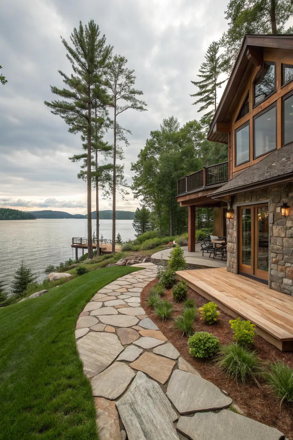 Embrace natural materials to seamlessly integrate your backyard with its surroundings.