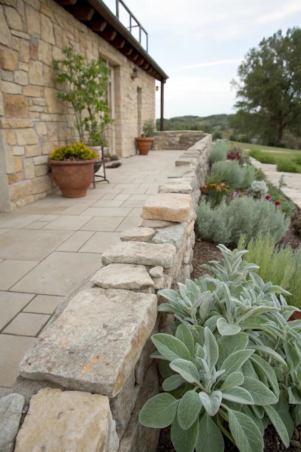 Lamb's ear softening the transition between stone and garden.