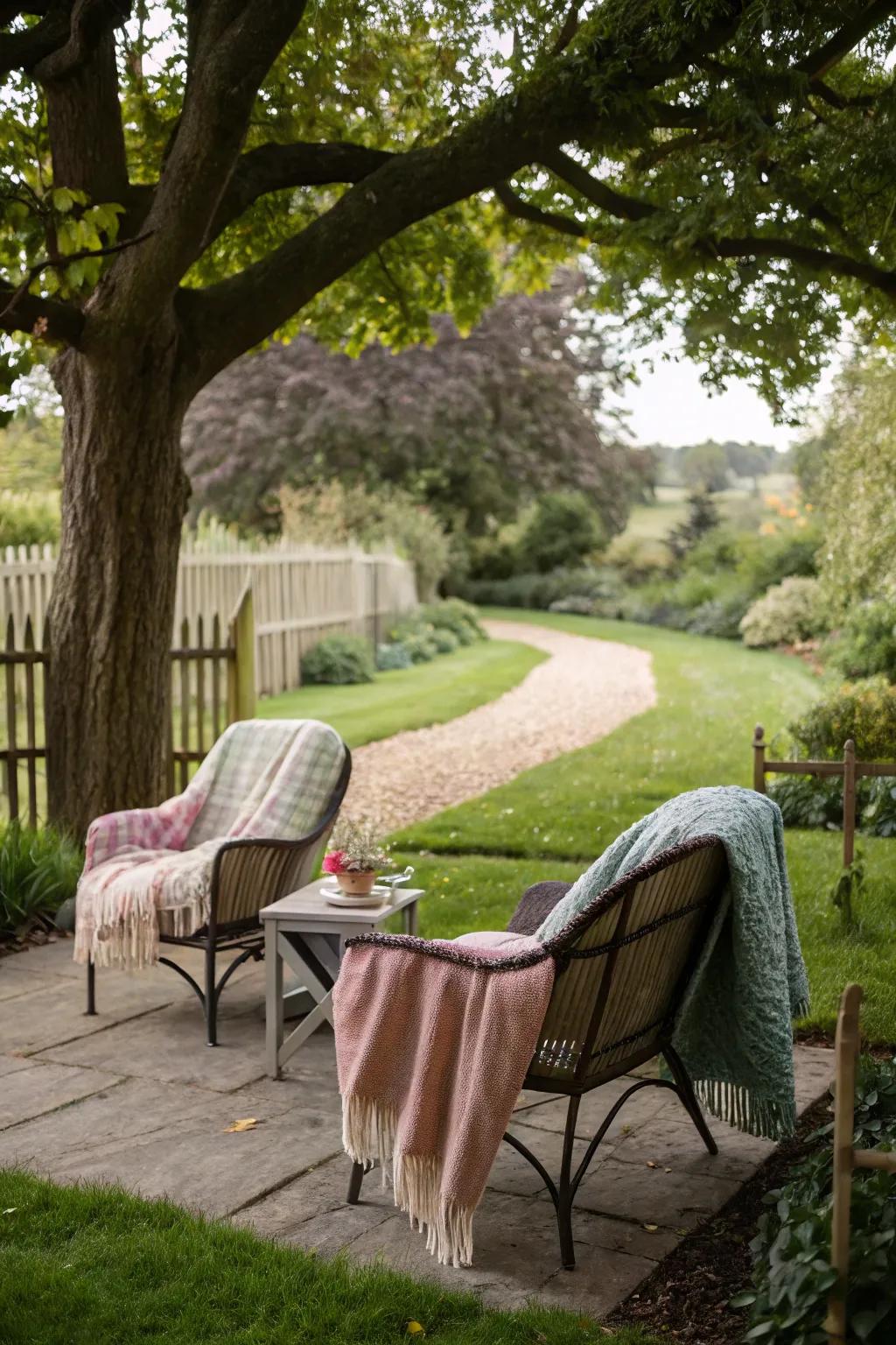 Throws add warmth and style to your lanai.