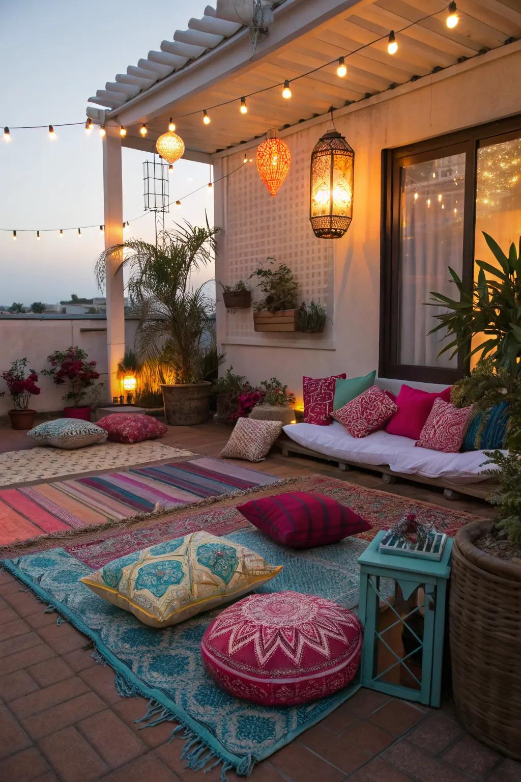 Decorative accents bring warmth and style to this lanai.