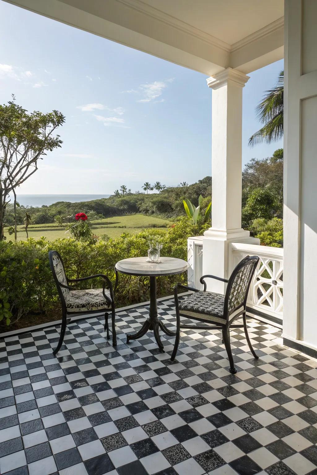 Add a playful touch with chic checkerboard tile patterns.