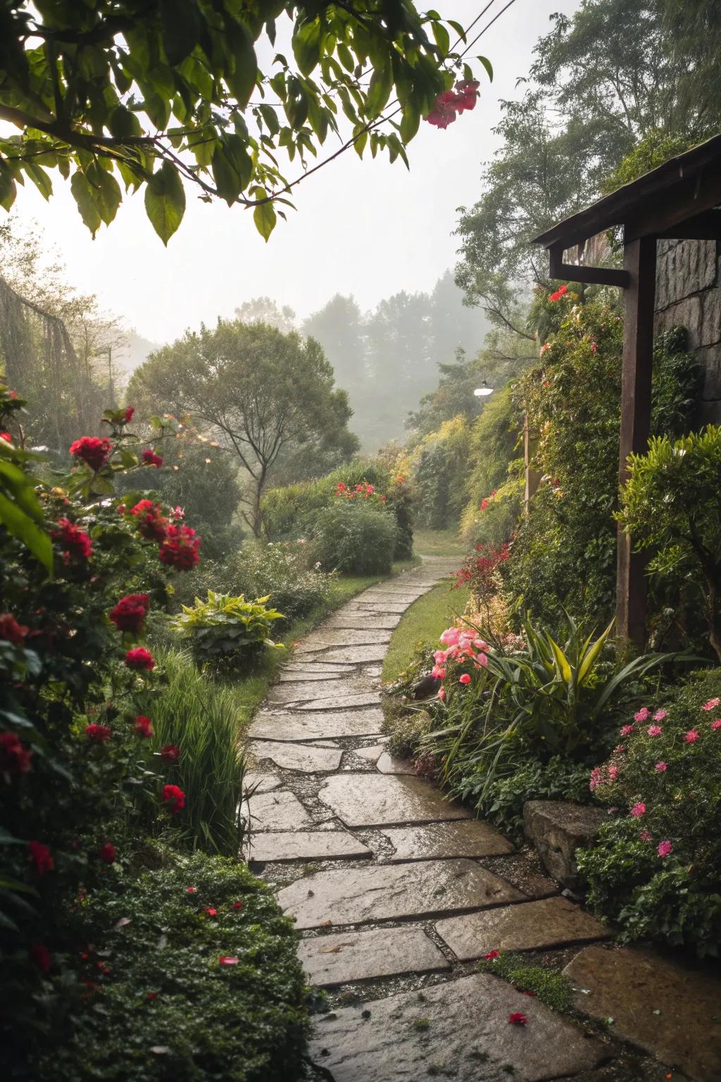 Natural stone pathways add timeless elegance to gardens.