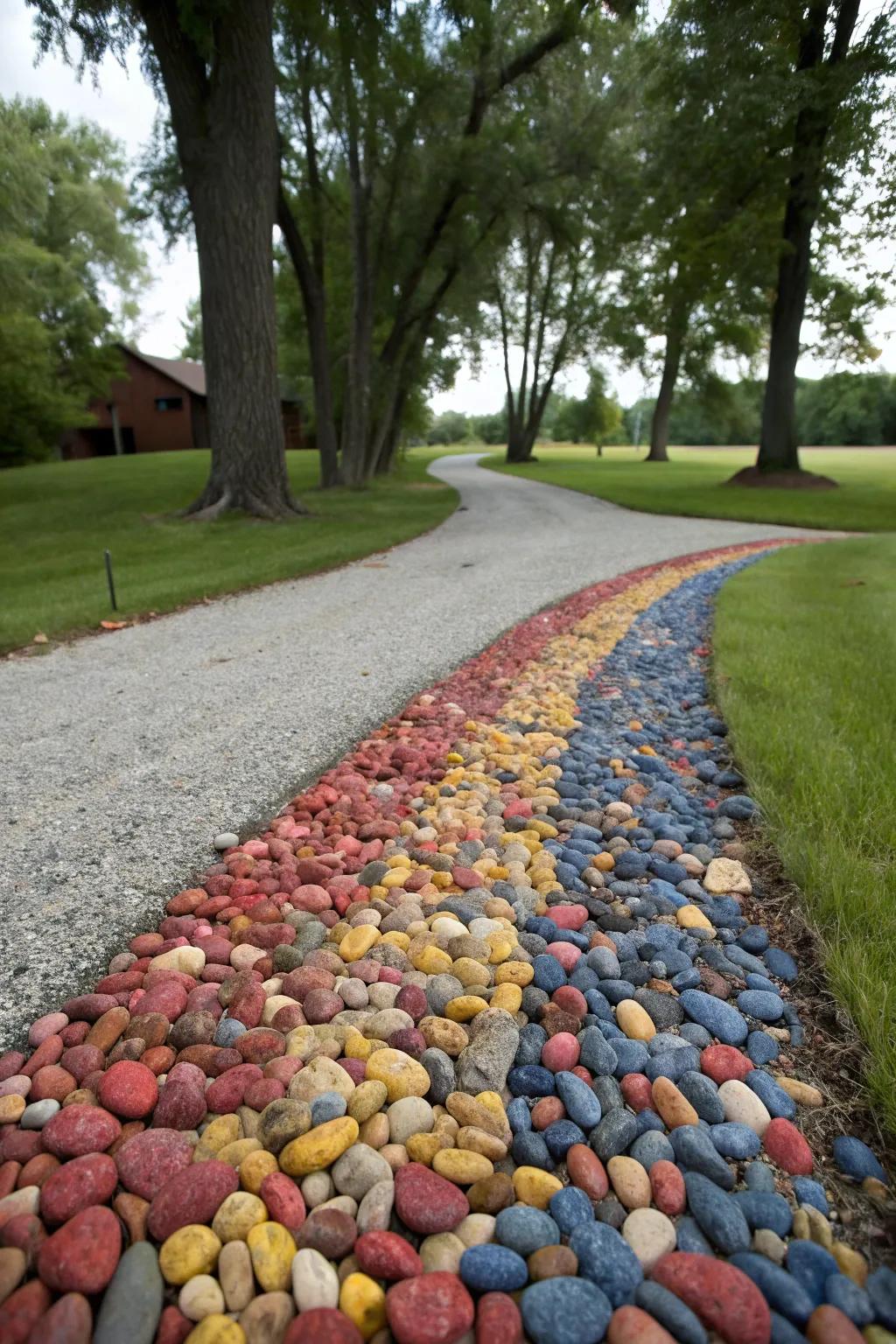 Add texture with colorful pebble borders.