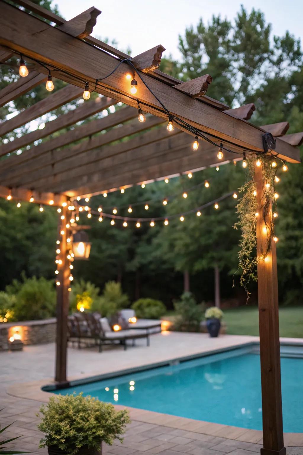 String lights create a whimsical and enchanting atmosphere.
