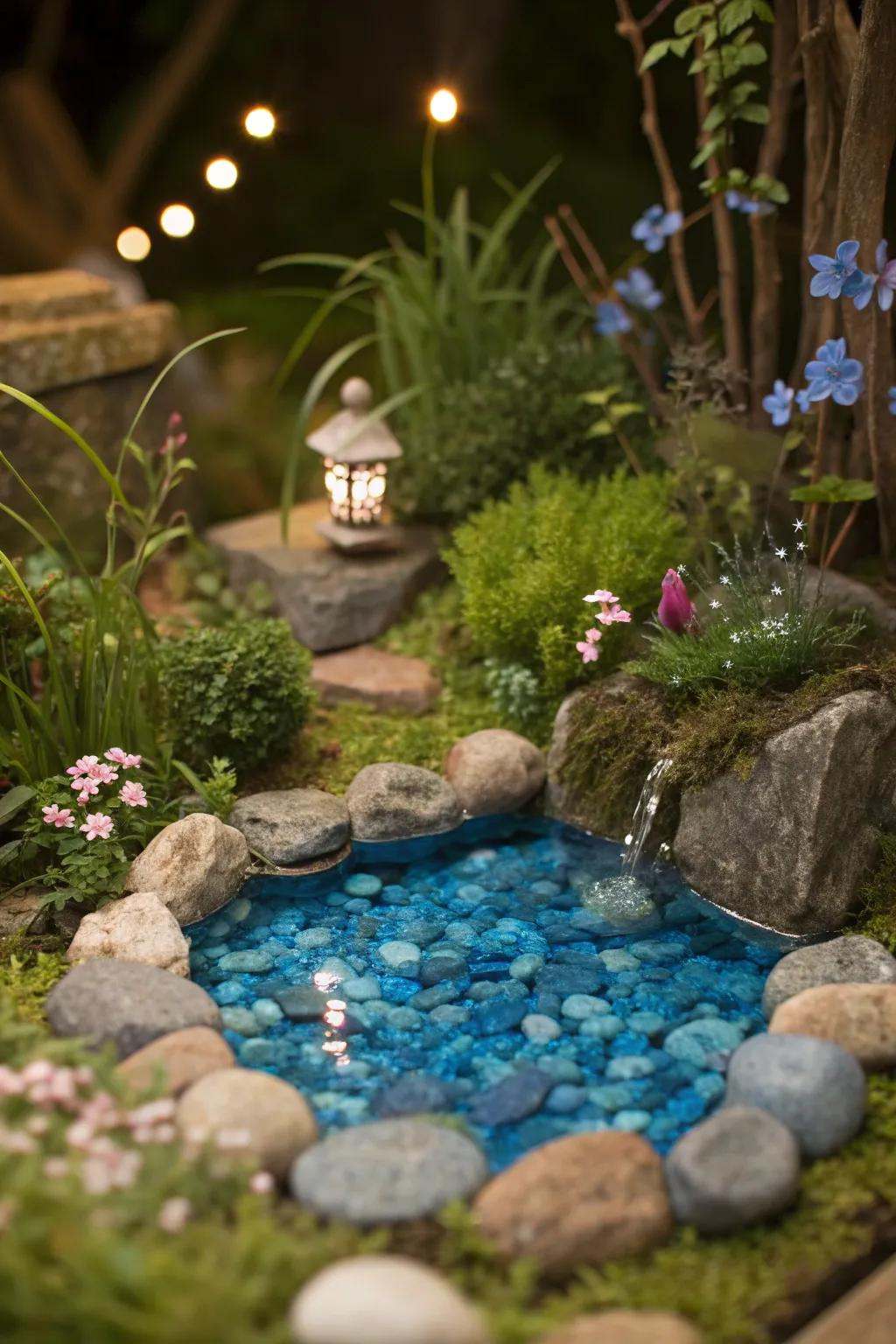 Miniature water features add a serene touch to your fairy garden.