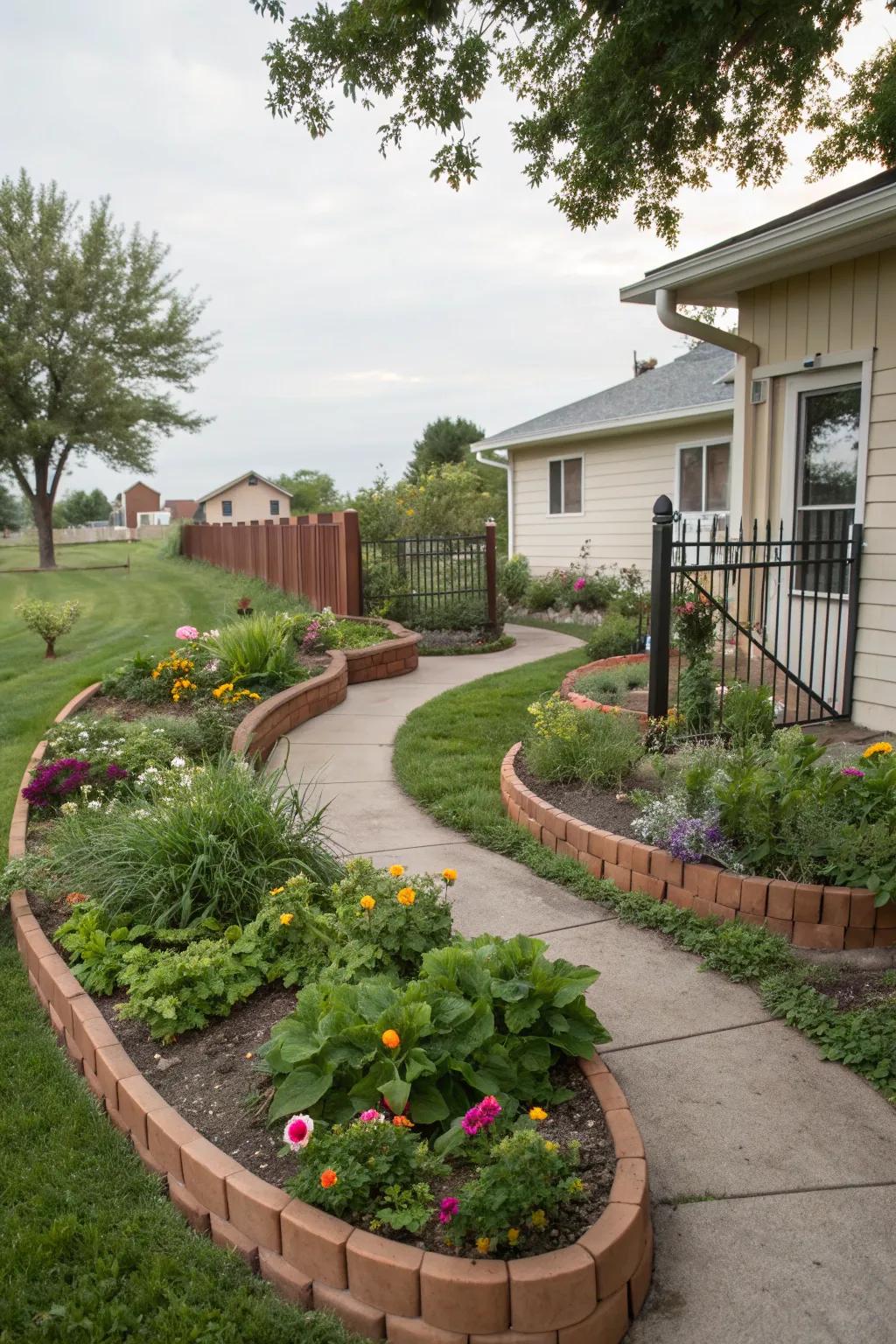 Curved edging creates a natural and fluid garden design