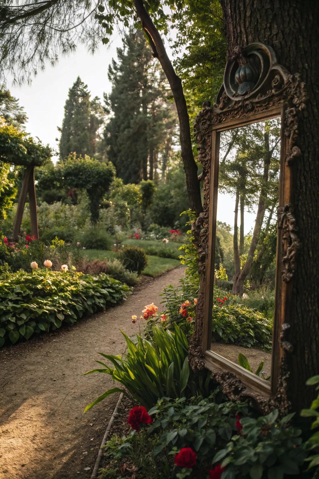 Reflective surfaces brighten and expand your garden space.