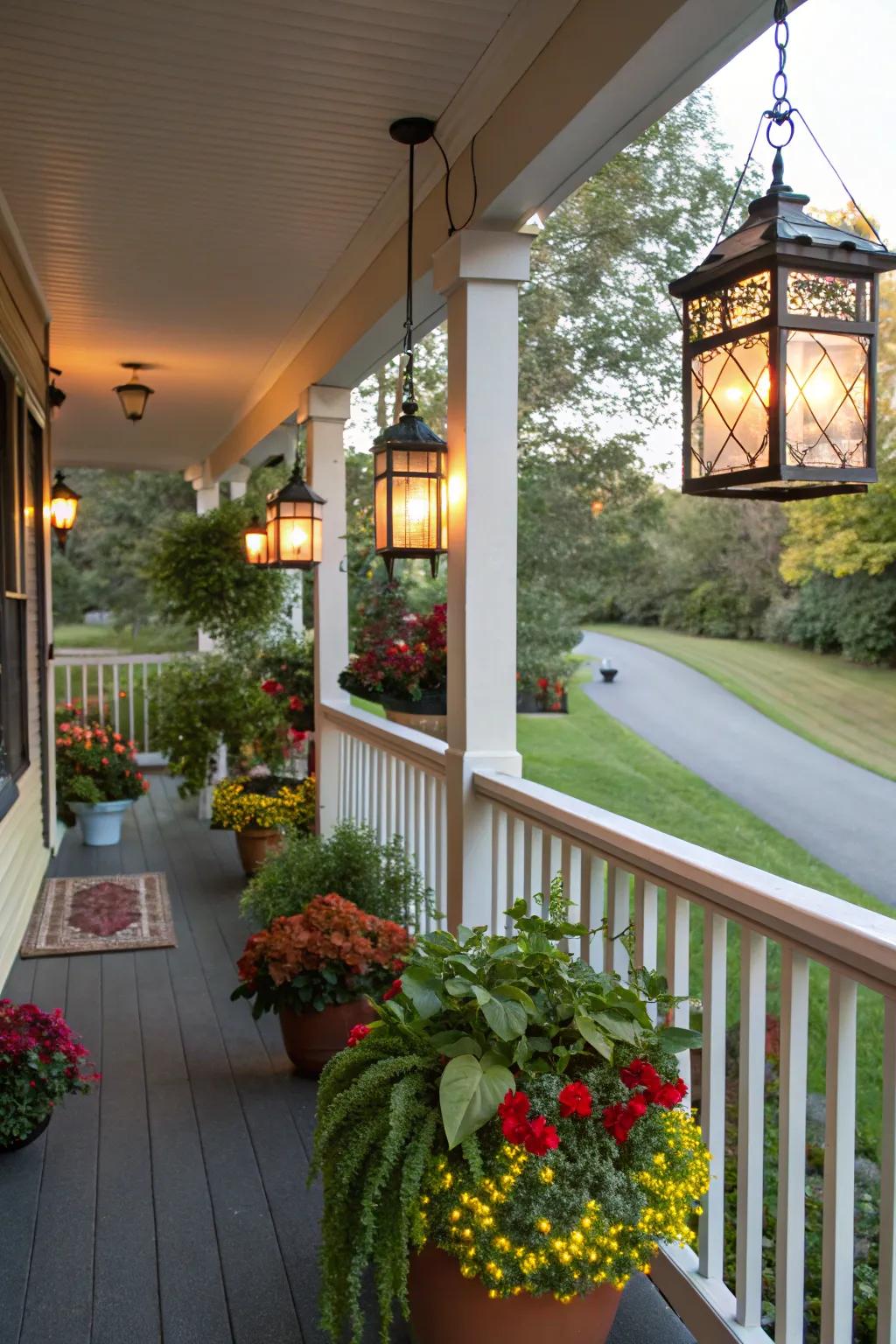 Enhance your porch with seasonal plantings.