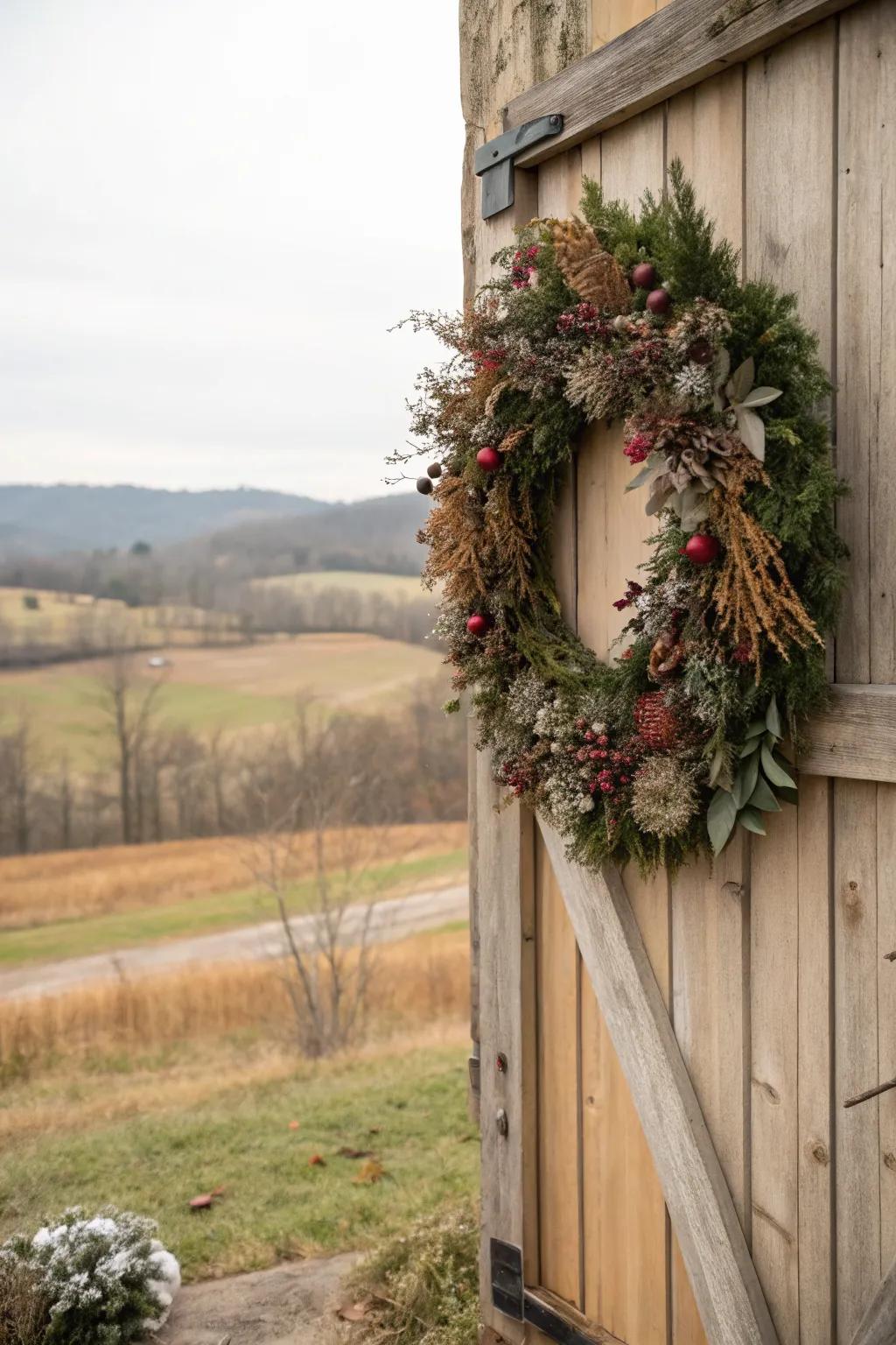 Dried botanicals bring natural elegance to this festive wreath.