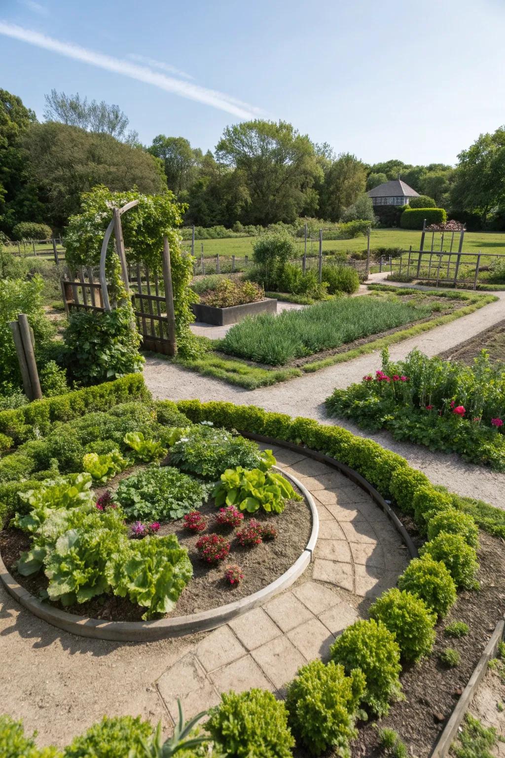 Conserve resources with a keyhole garden layout.