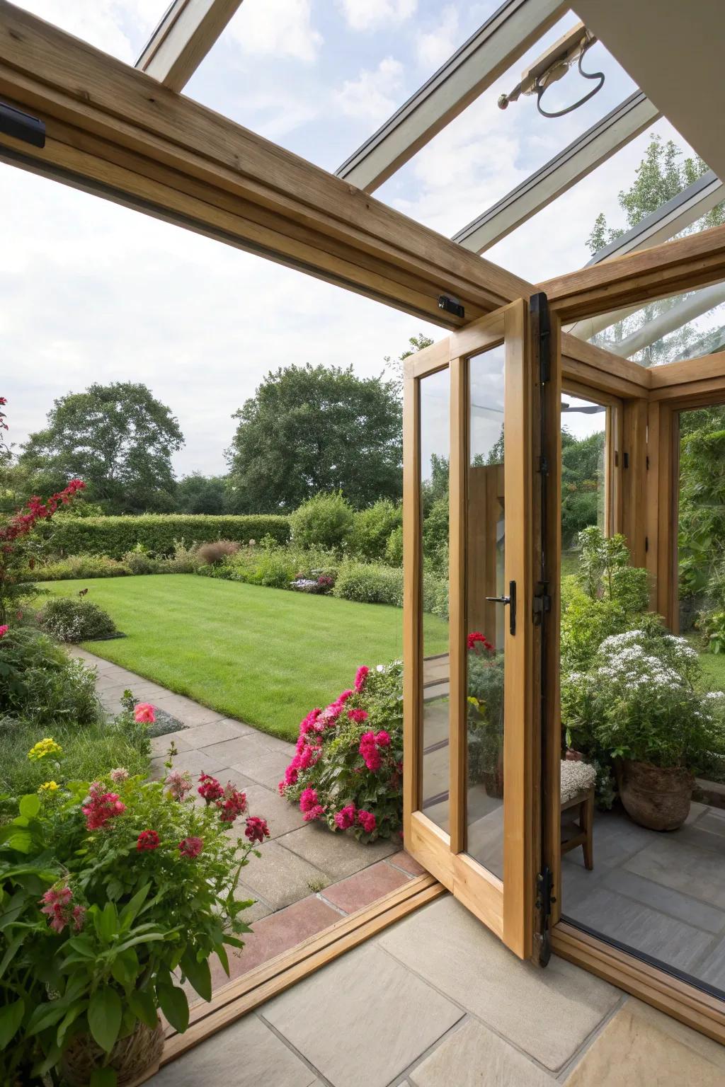 Bi-fold doors create a harmonious indoor-outdoor flow.