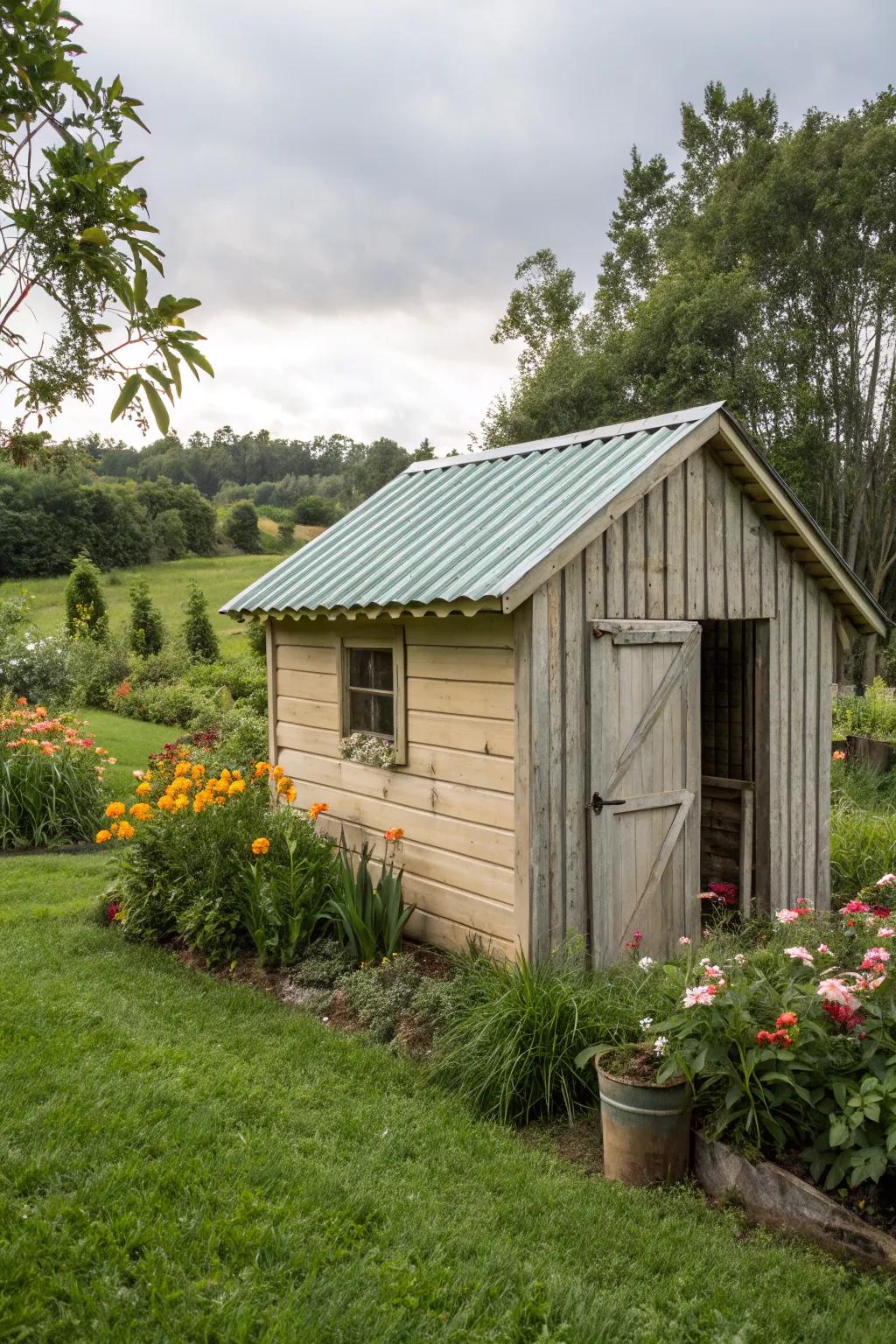 Rolled roofing: Practical and cost-effective for small structures.