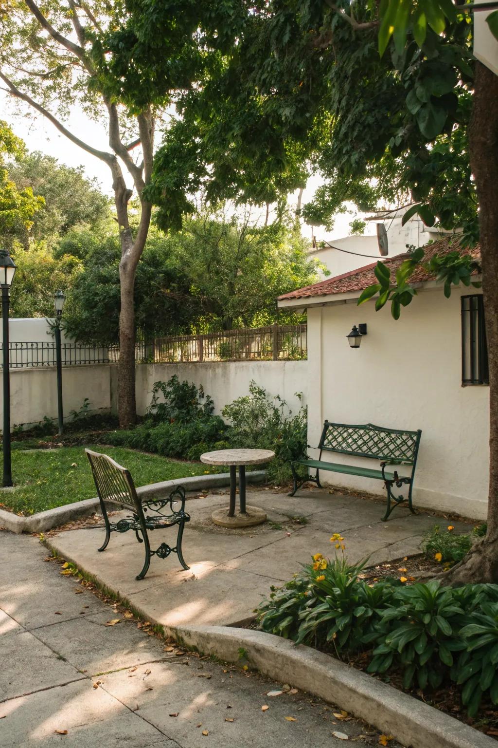 Functional seating areas enhance outdoor enjoyment.