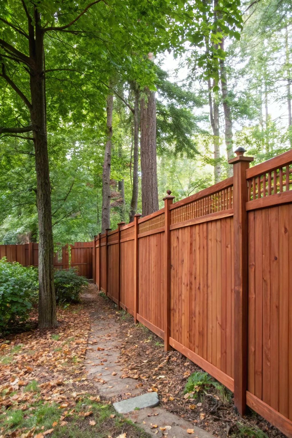 Cedar fences provide natural beauty with minimal upkeep.