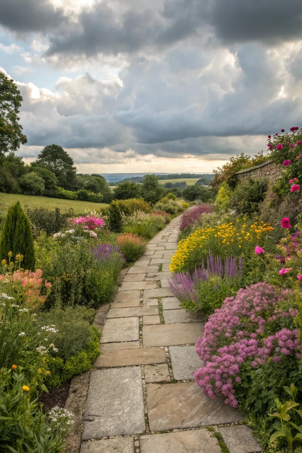 Flagstone paths are durable and integrate beautifully with nature.