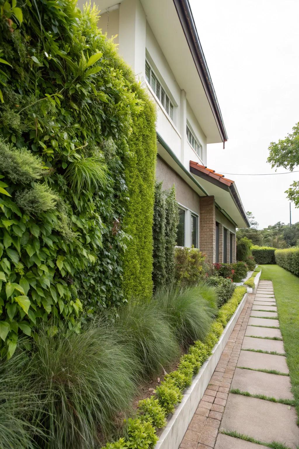 A lush vertical green wall adding beauty without extra yard space.