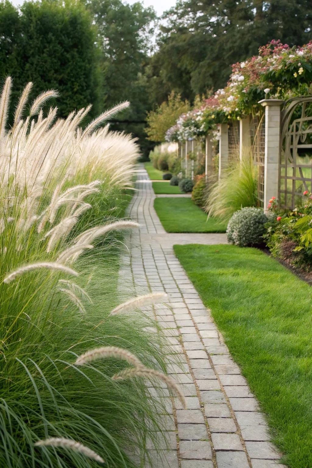Graceful movement with Fountain Grass.