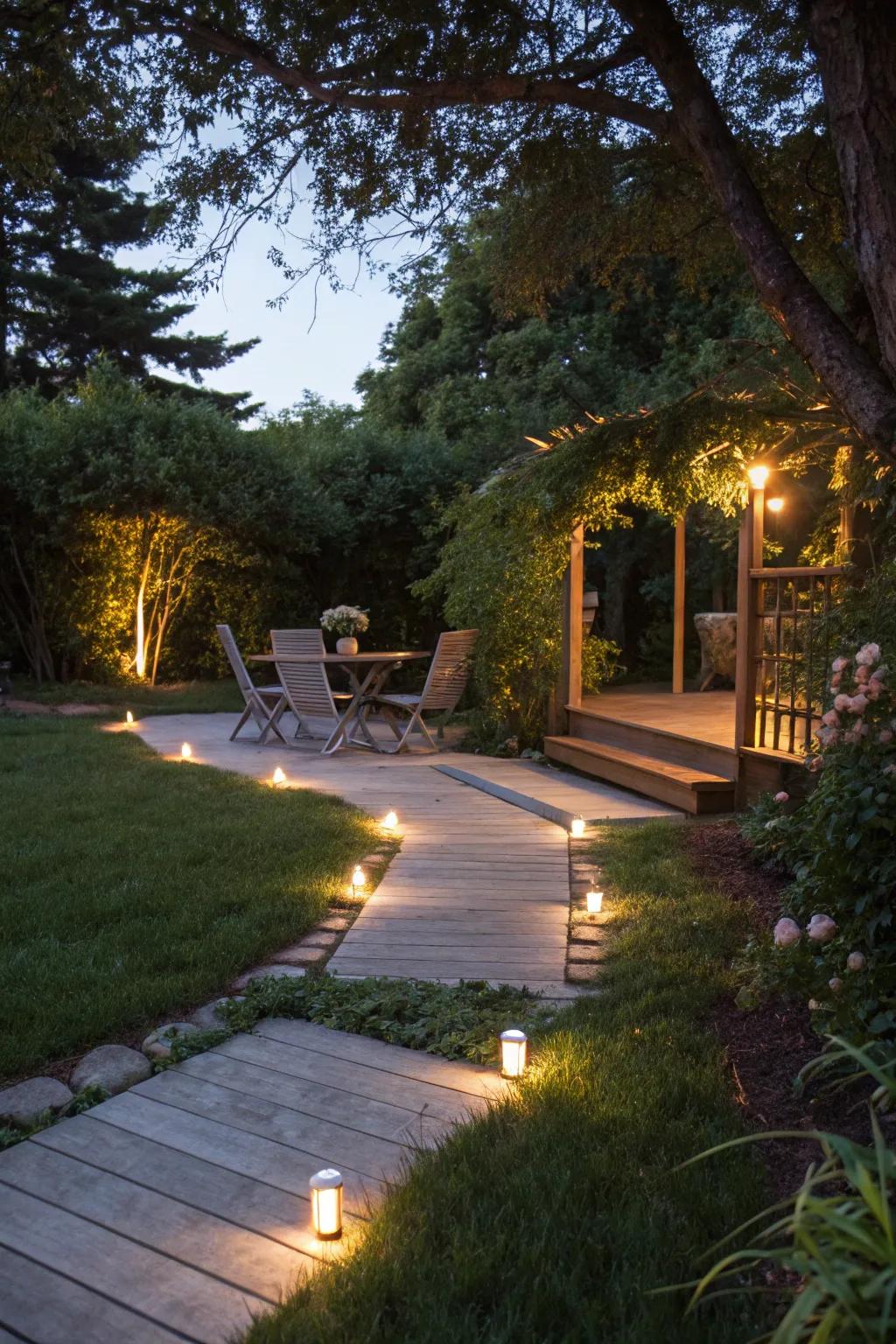 Pathway lighting guides guests and creates charm.