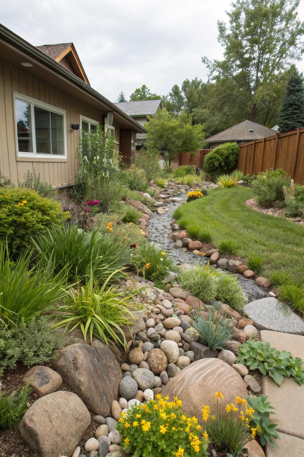 Rain gardens are a smart solution for managing water runoff while adding beauty.