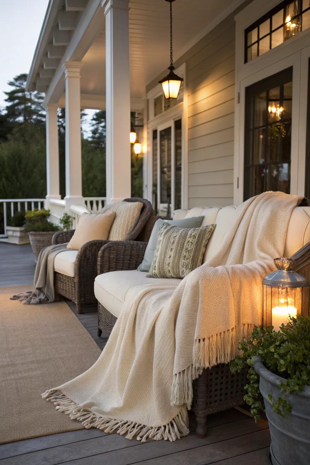 Elevate comfort and elegance with luxurious textiles on your luxury porch.