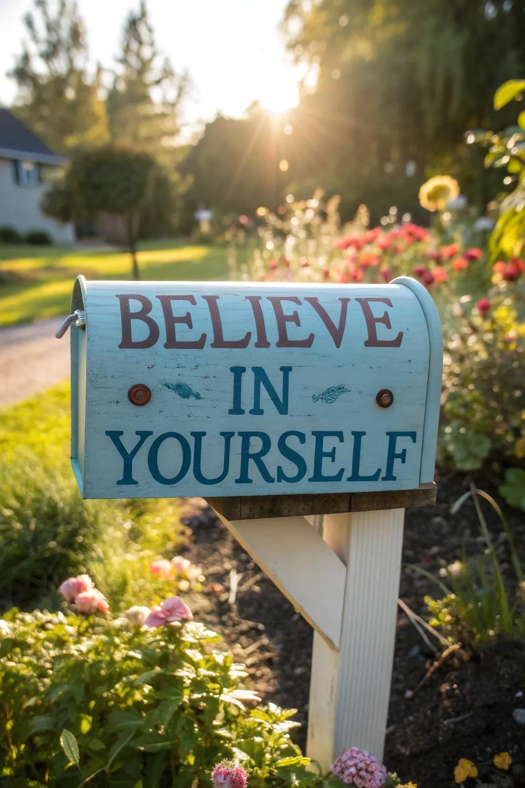 Inspire with uplifting quotes on your mailbox.