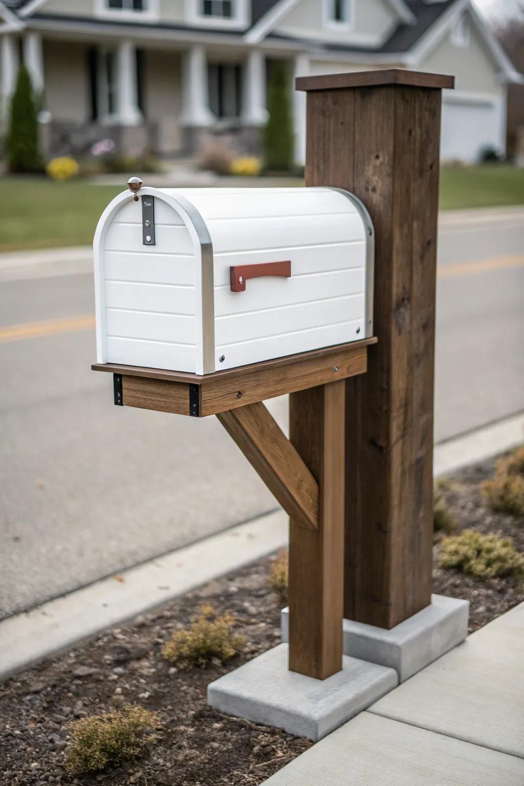 Sophisticated and sleek, a shiplap mailbox stand adds elegance to any home.