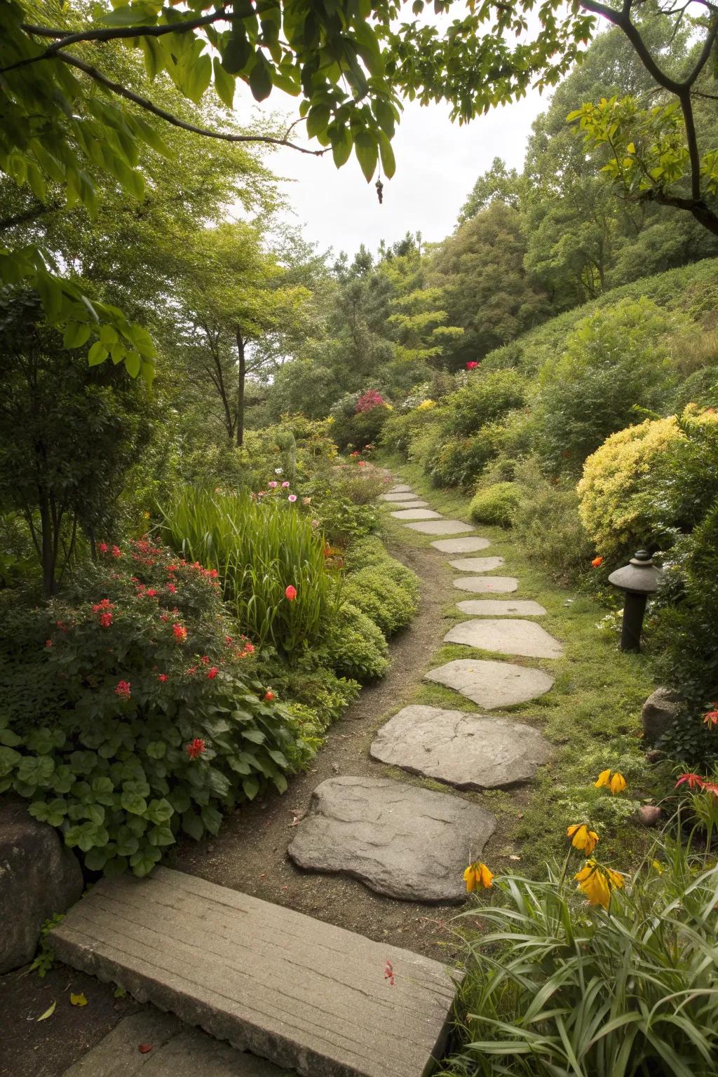 A mindful garden path perfect for meditation walks.