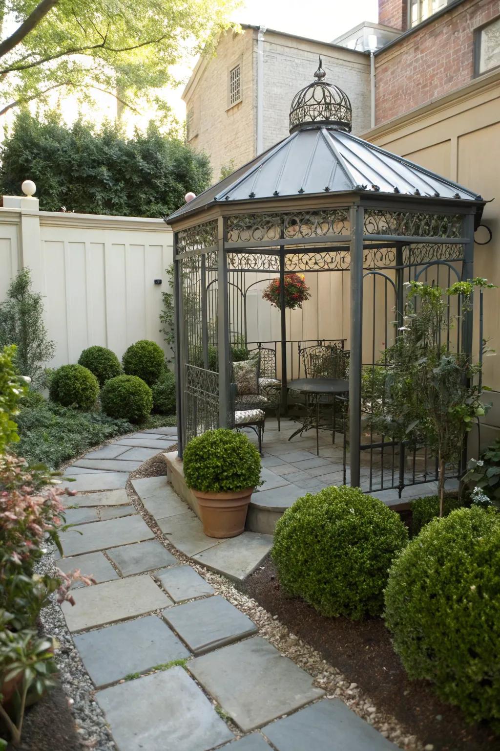 Compact gazebos fit perfectly in small outdoor spaces.
