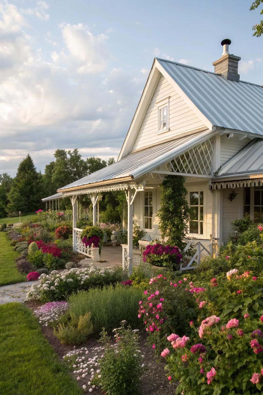 White metal awning for timeless elegance.