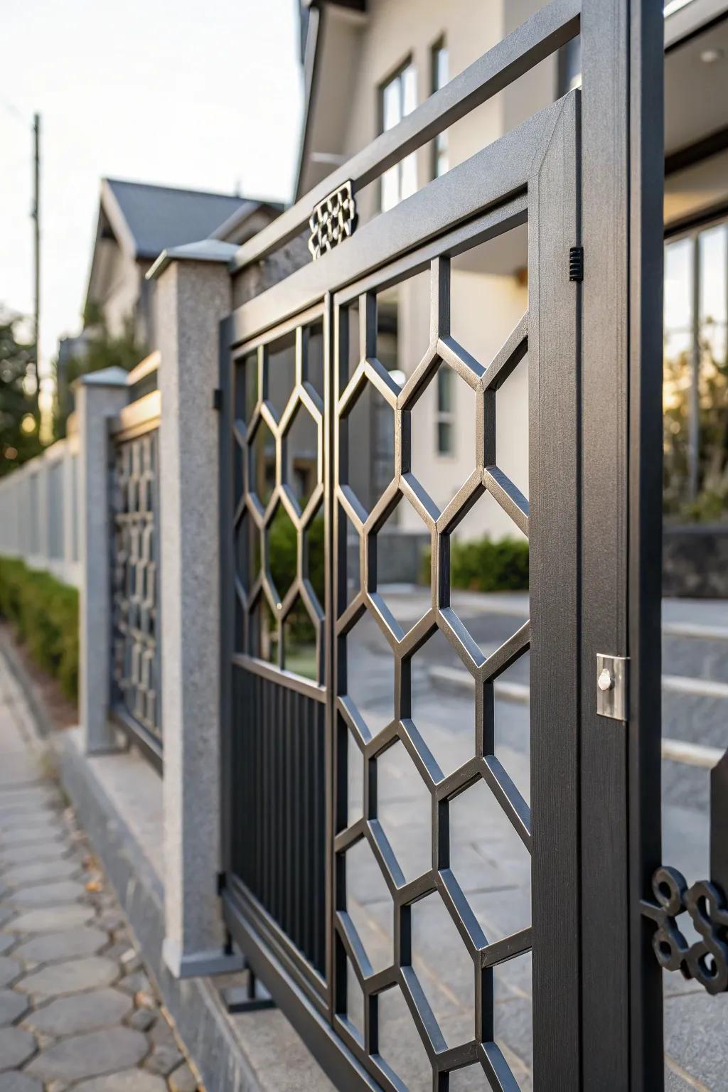 Geometric patterns bring a modern twist to this gate