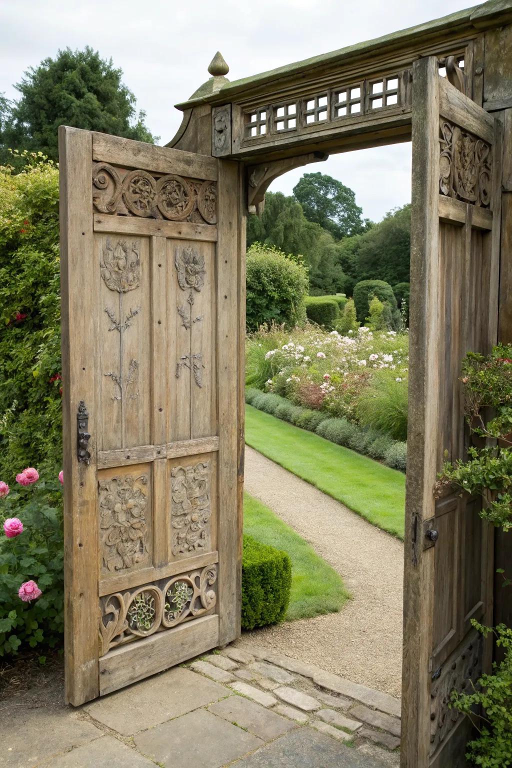 Hefty wooden doors add character and charm.