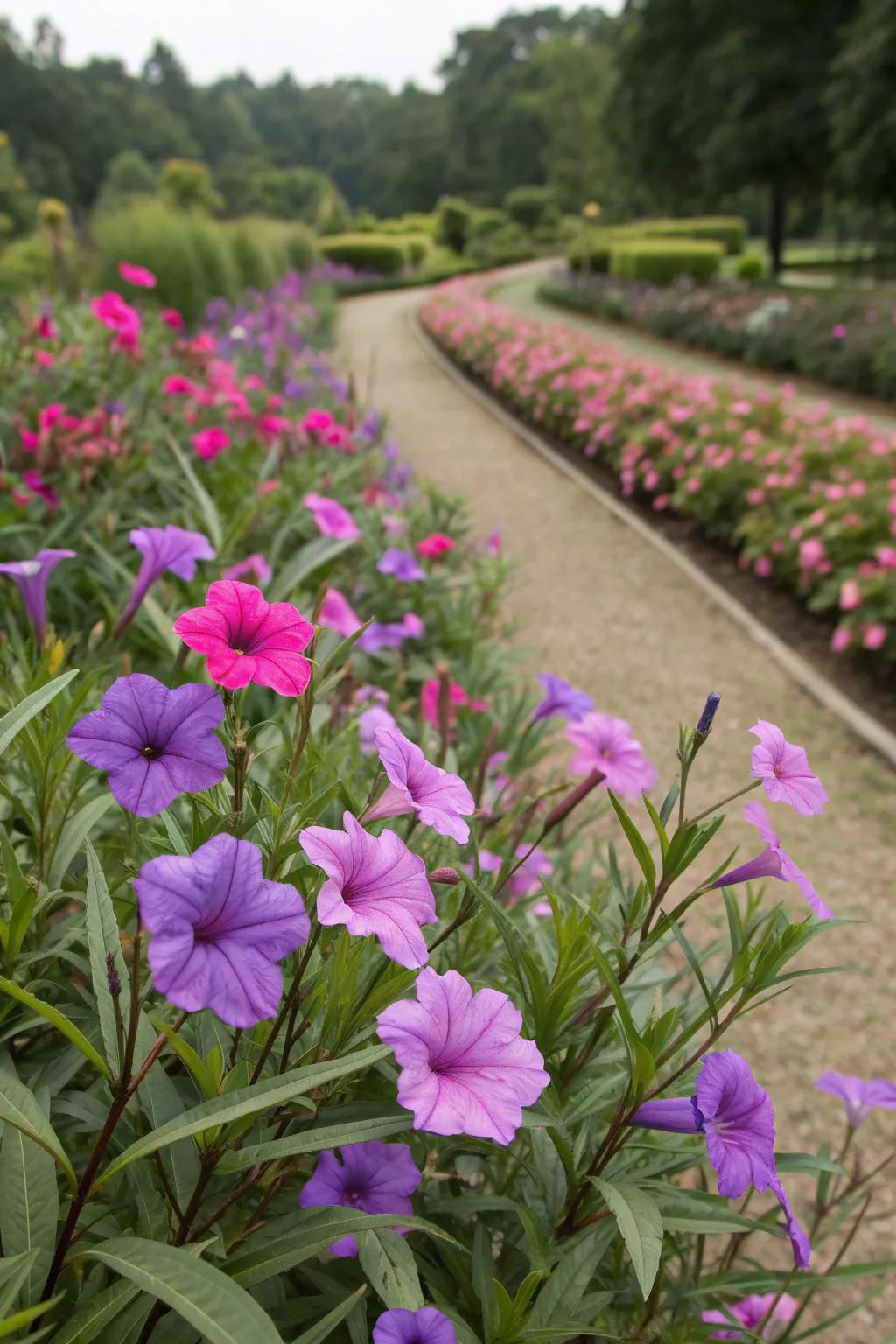 Mexican petunias add height and drama to a perennial border.