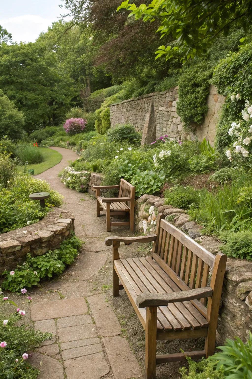Wood and stone elements create a rustic and natural atmosphere.