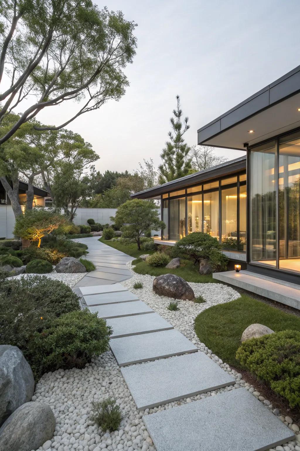 Modern architecture blends seamlessly with traditional garden designs.
