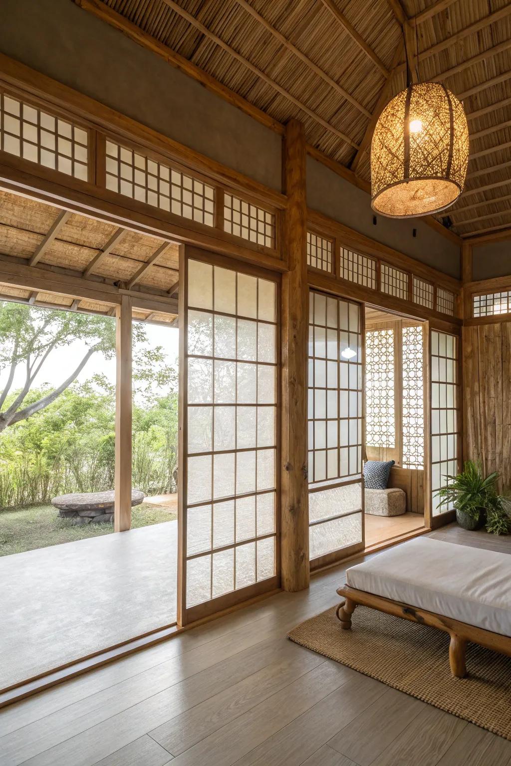 Capiz shell windows blend tradition with modern elegance in a bahay kubo.