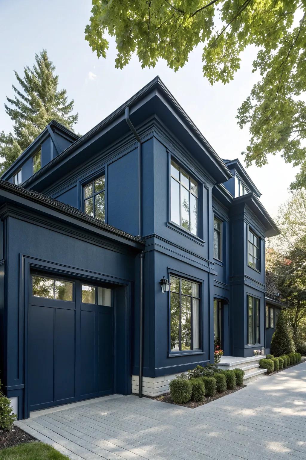 Navy blue exteriors provide a timeless sophistication.
