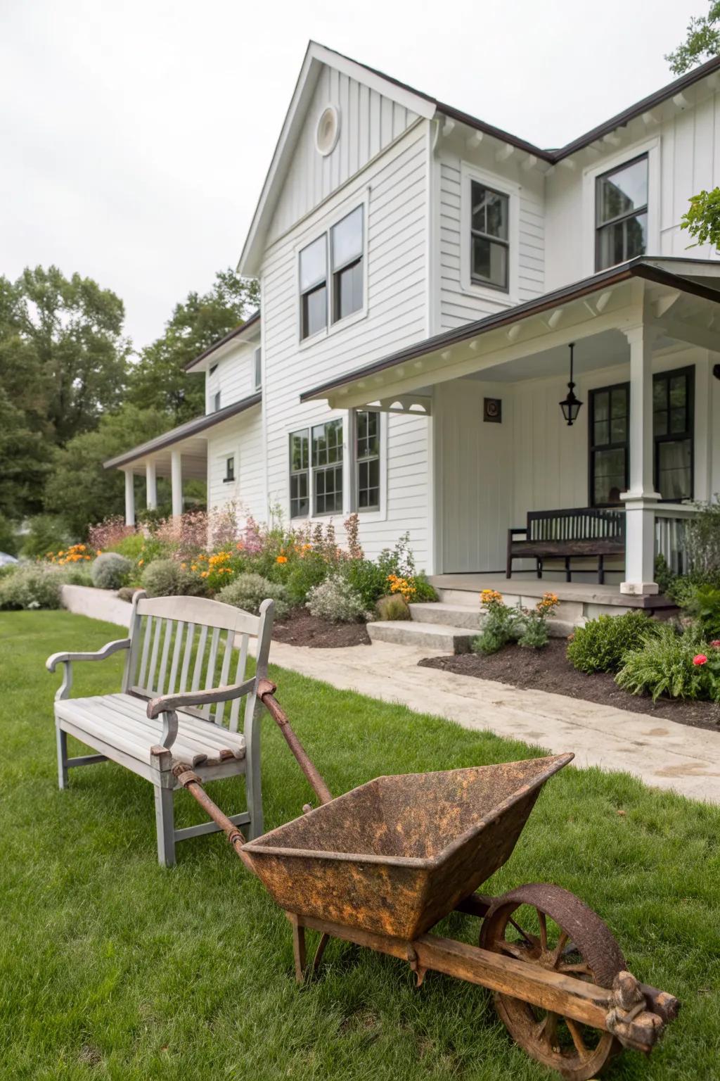 Vintage accents inject character and charm into your landscape.