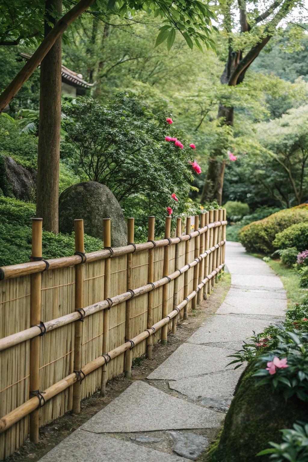 Bamboo fences provide a sustainable and minimalist look.