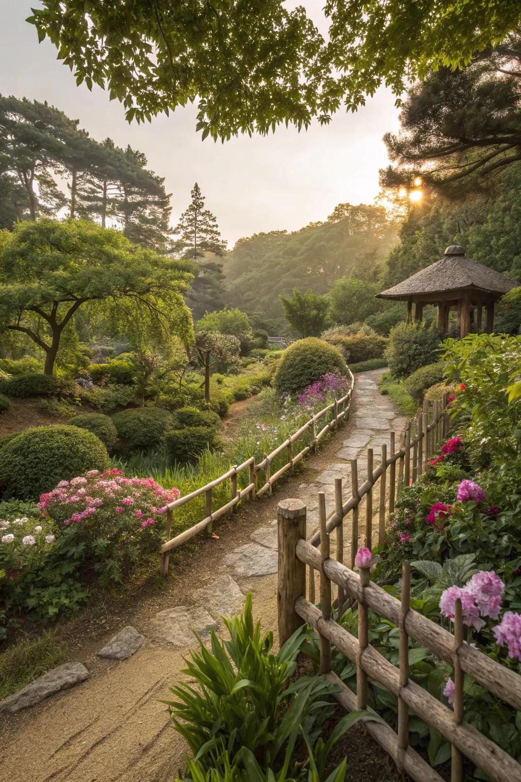 Natural wood fences offer rustic charm and highlight natural beauty.