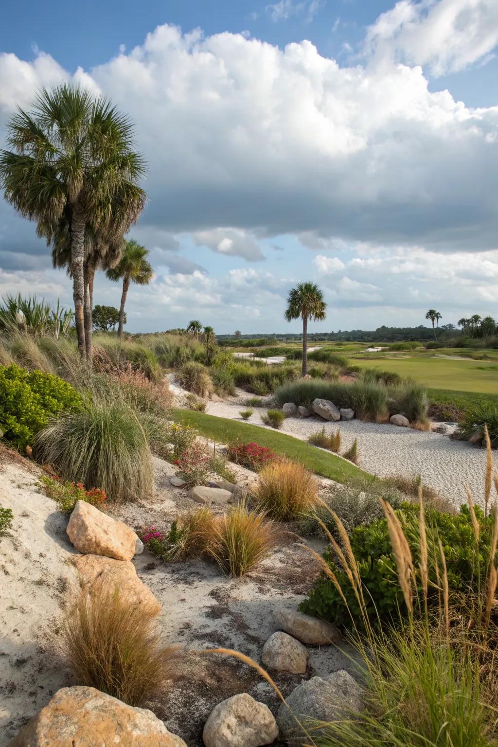Diverse textures create a dynamic landscape.