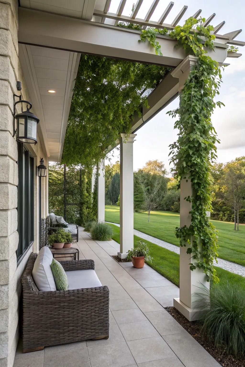 A vertical garden brings vibrancy and privacy.