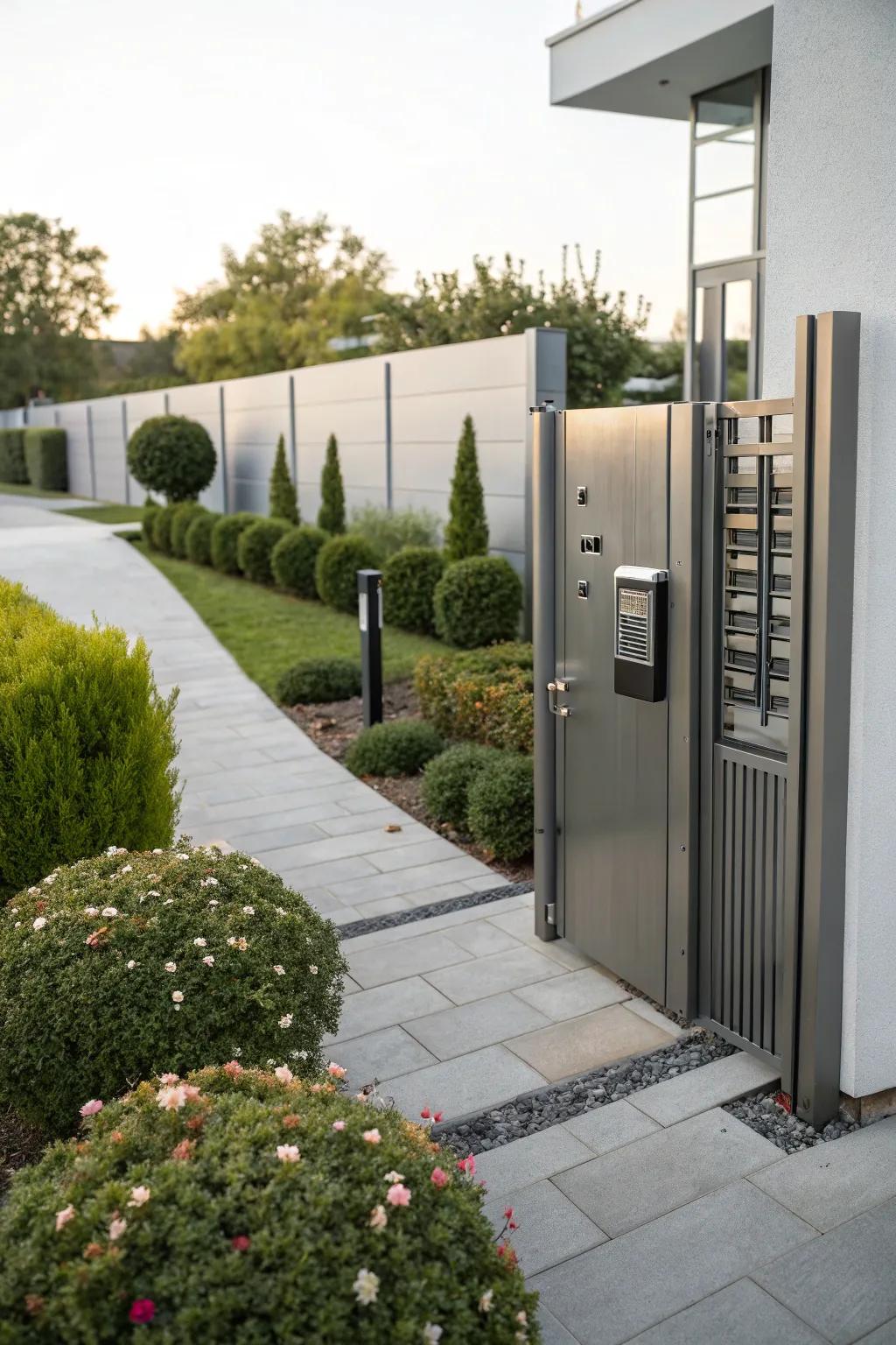 A gate with a smart lock system for modern security.