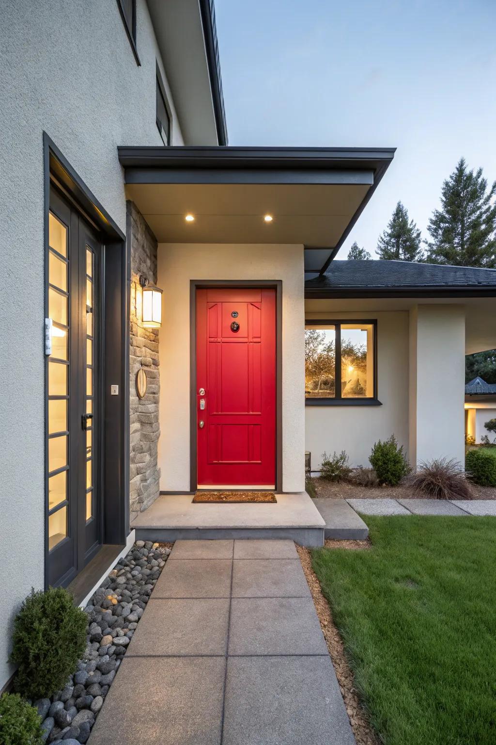 Bold color accentuates the entrance.