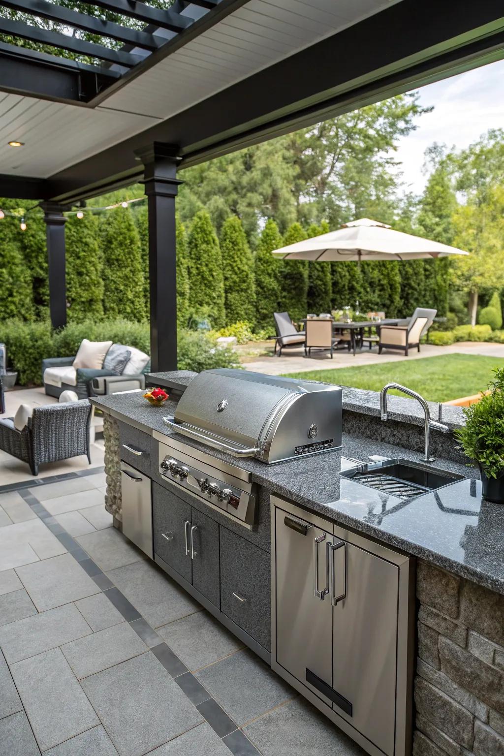 A modern outdoor kitchen ready for culinary adventures.