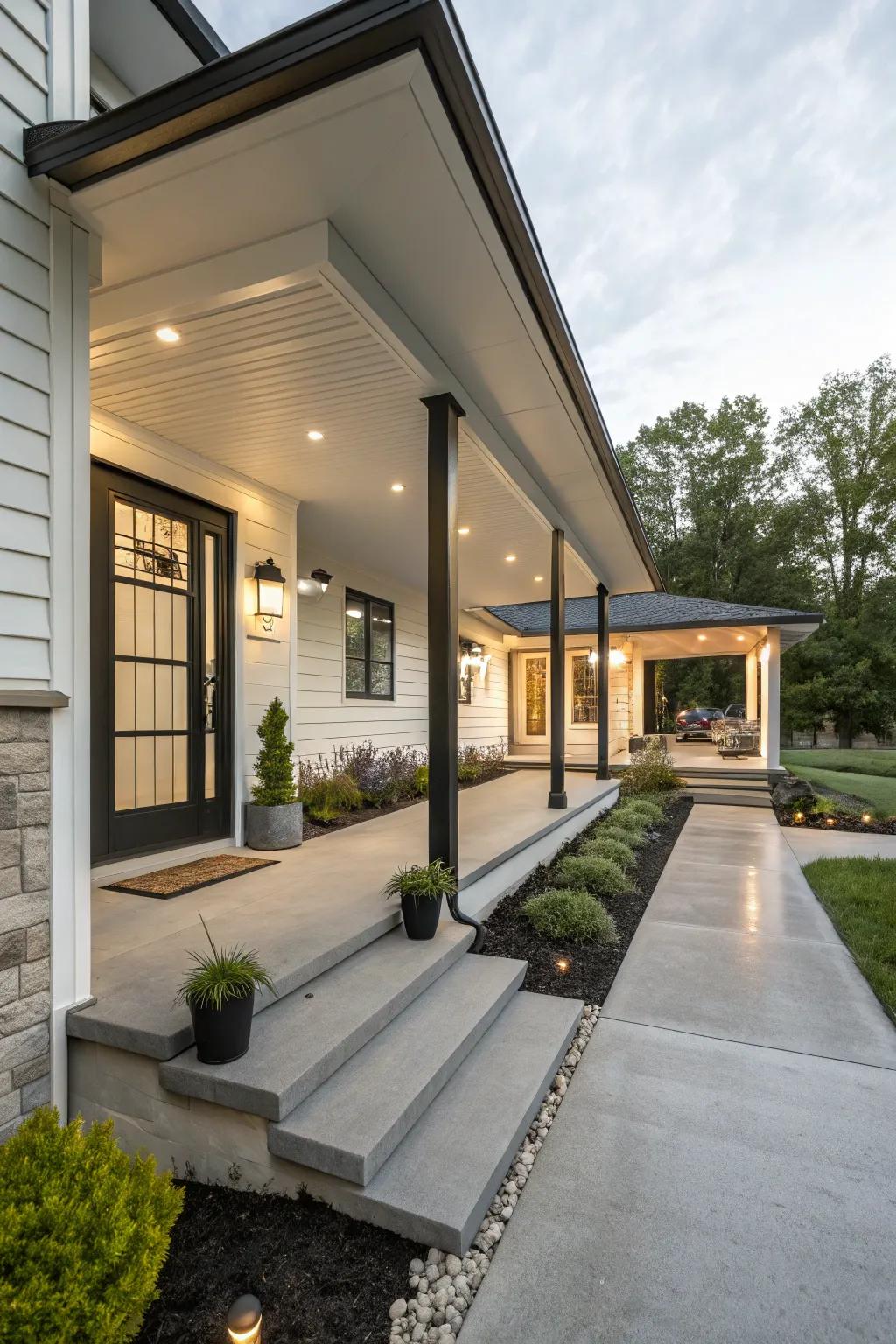A modern porch that enhances curb appeal.