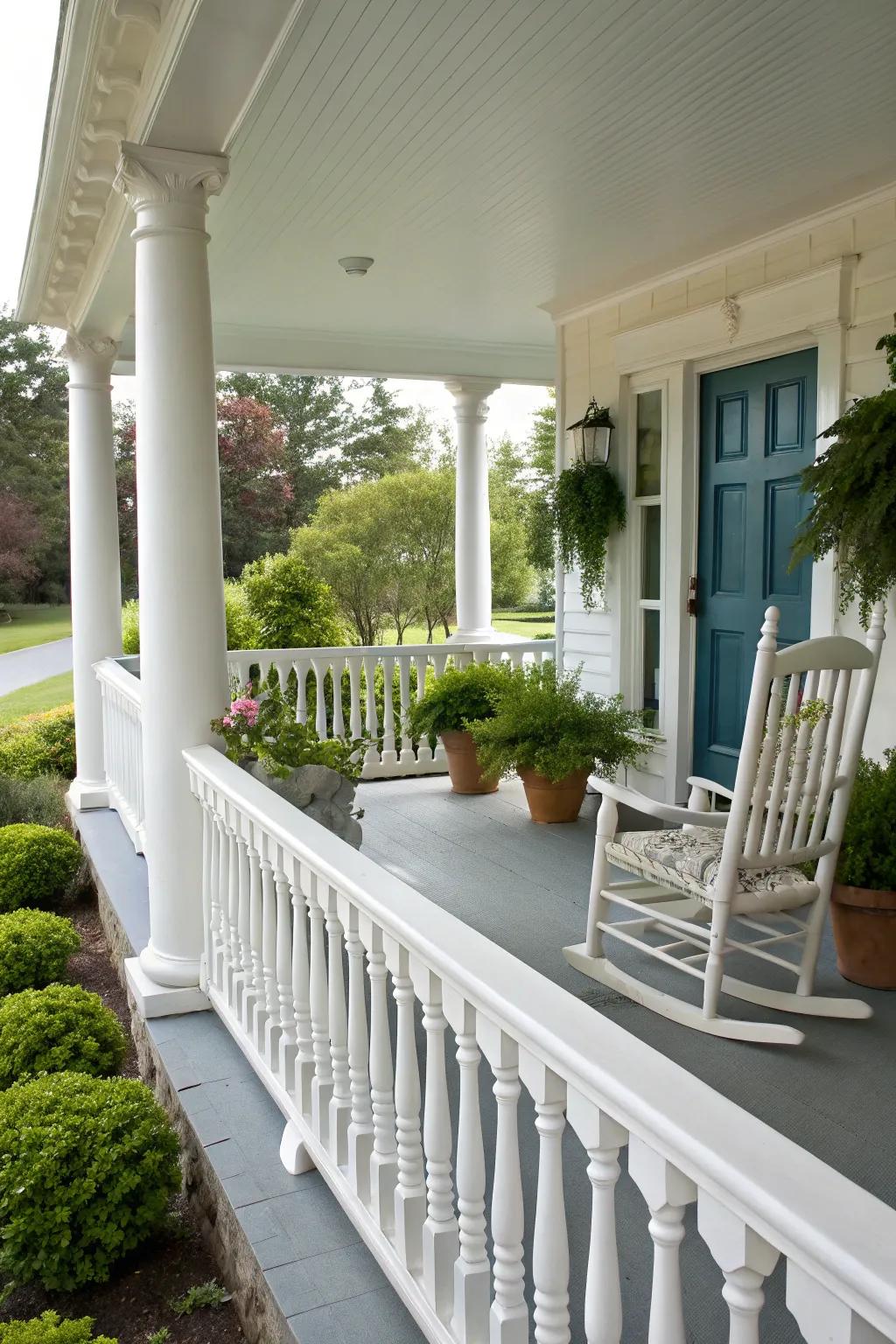 White balusters offer a timeless and elegant railing solution.