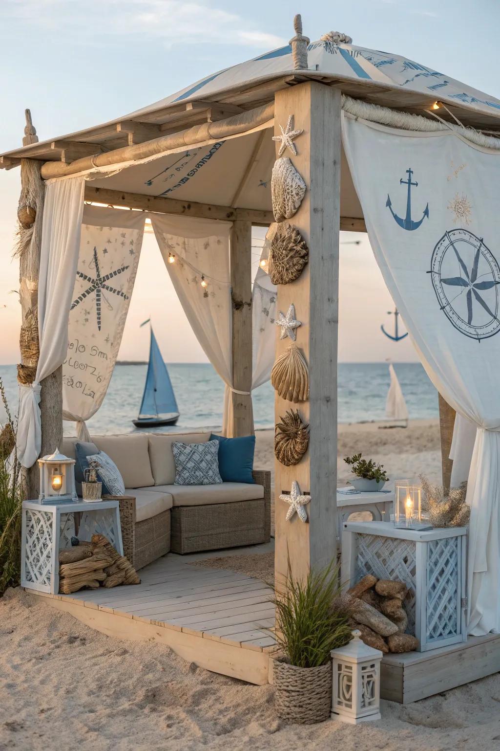 A beachside vibe gazebo bringing the ocean to your backyard.