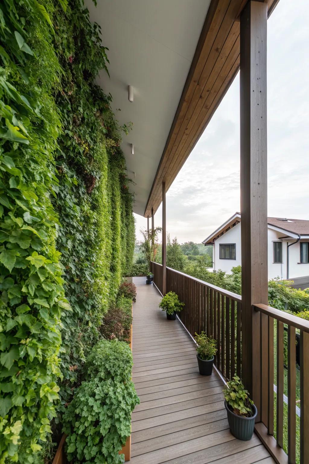 Vertical garden walls add lush greenery to small spaces.